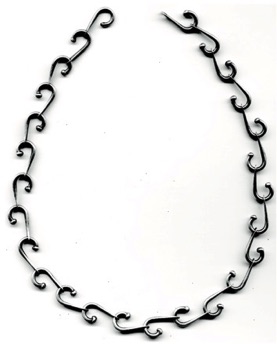 CURVE $390-sterling silver necklace with sanding disk texture on hammered portions of links (16" long)
